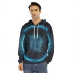 Blue Virgo Zodiac Sign Print Men's Velvet Pullover Hoodie