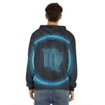 Blue Virgo Zodiac Sign Print Men's Velvet Pullover Hoodie