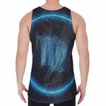Blue Virgo Zodiac Sign Print Men's Velvet Tank Top
