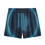 Blue Virgo Zodiac Sign Print Mesh Shorts