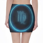 Blue Virgo Zodiac Sign Print Pencil Mini Skirt