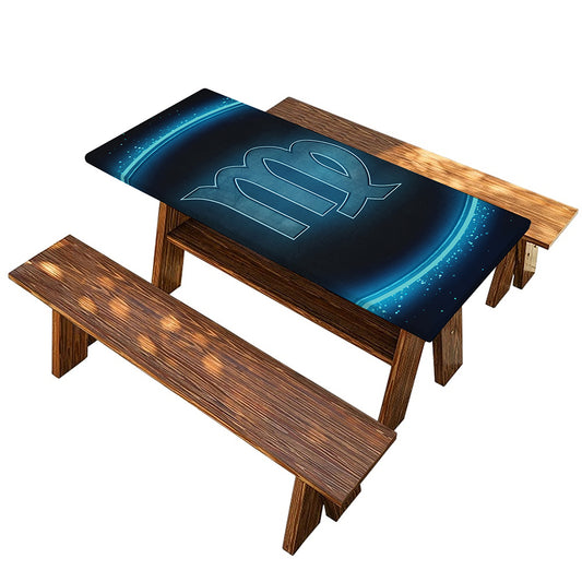 Blue Virgo Zodiac Sign Print Picnic Table Cover