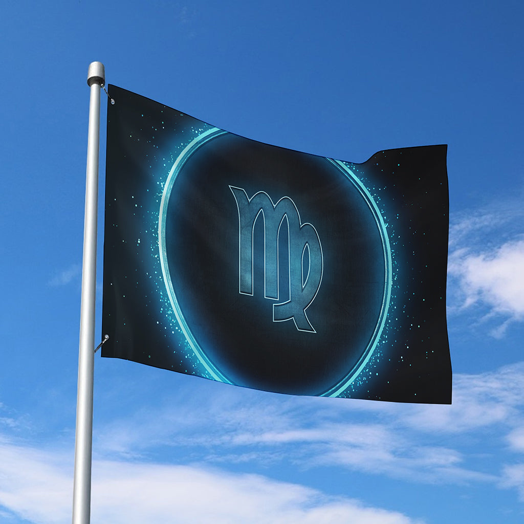 Blue Virgo Zodiac Sign Print Polyester Flag