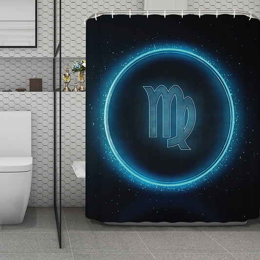 Blue Virgo Zodiac Sign Print Polyester Shower Curtain