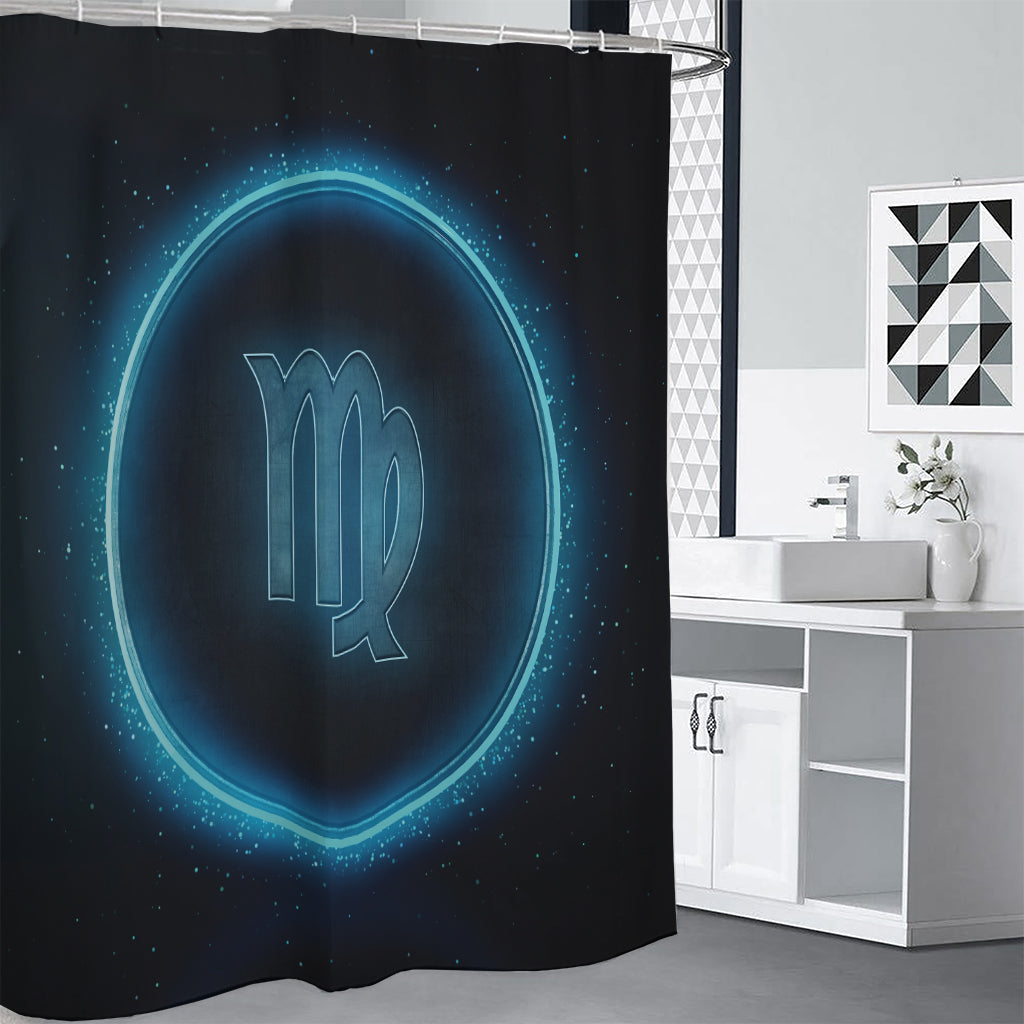 Blue Virgo Zodiac Sign Print Premium Shower Curtain