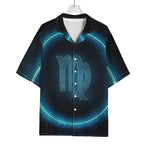 Blue Virgo Zodiac Sign Print Rayon Hawaiian Shirt