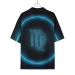 Blue Virgo Zodiac Sign Print Rayon Hawaiian Shirt