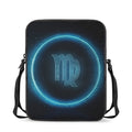 Blue Virgo Zodiac Sign Print Rectangular Crossbody Bag