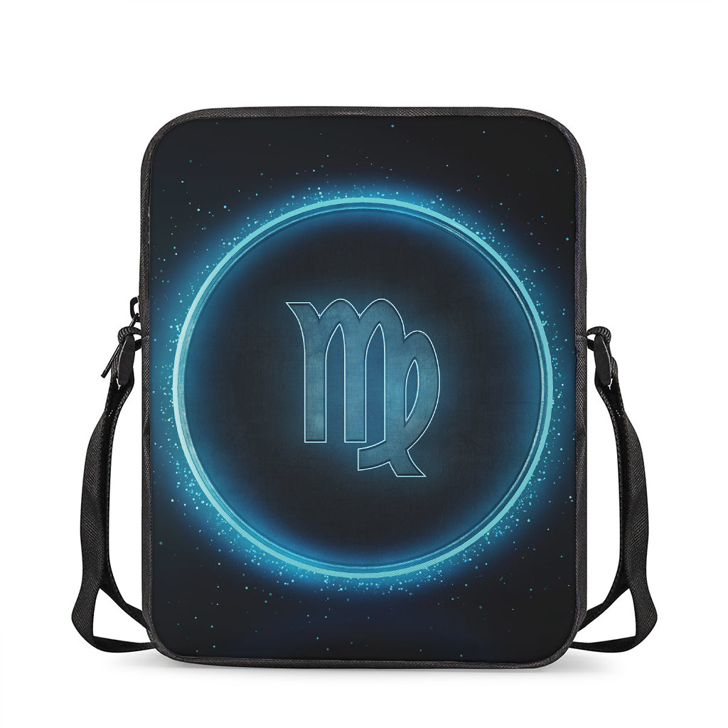 Blue Virgo Zodiac Sign Print Rectangular Crossbody Bag