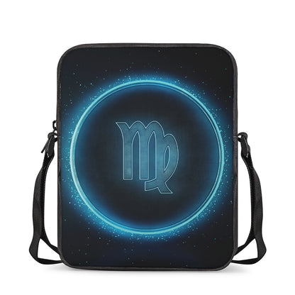Blue Virgo Zodiac Sign Print Rectangular Crossbody Bag