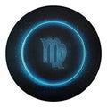 Blue Virgo Zodiac Sign Print Round Blanket
