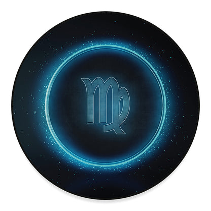 Blue Virgo Zodiac Sign Print Round Floor Mat
