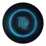 Blue Virgo Zodiac Sign Print Round Floor Mat