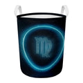 Blue Virgo Zodiac Sign Print Round Laundry Basket