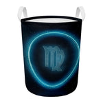 Blue Virgo Zodiac Sign Print Round Laundry Basket