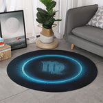 Blue Virgo Zodiac Sign Print Round Rug