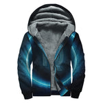 Blue Virgo Zodiac Sign Print Sherpa Lined Zip Up Hoodie