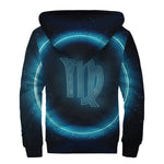 Blue Virgo Zodiac Sign Print Sherpa Lined Zip Up Hoodie