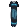 Blue Virgo Zodiac Sign Print Short Sleeve Long Nightdress