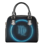 Blue Virgo Zodiac Sign Print Shoulder Handbag