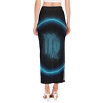 Blue Virgo Zodiac Sign Print Side Slit Maxi Skirt
