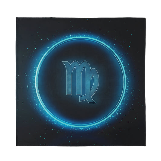 Blue Virgo Zodiac Sign Print Silk Bandana
