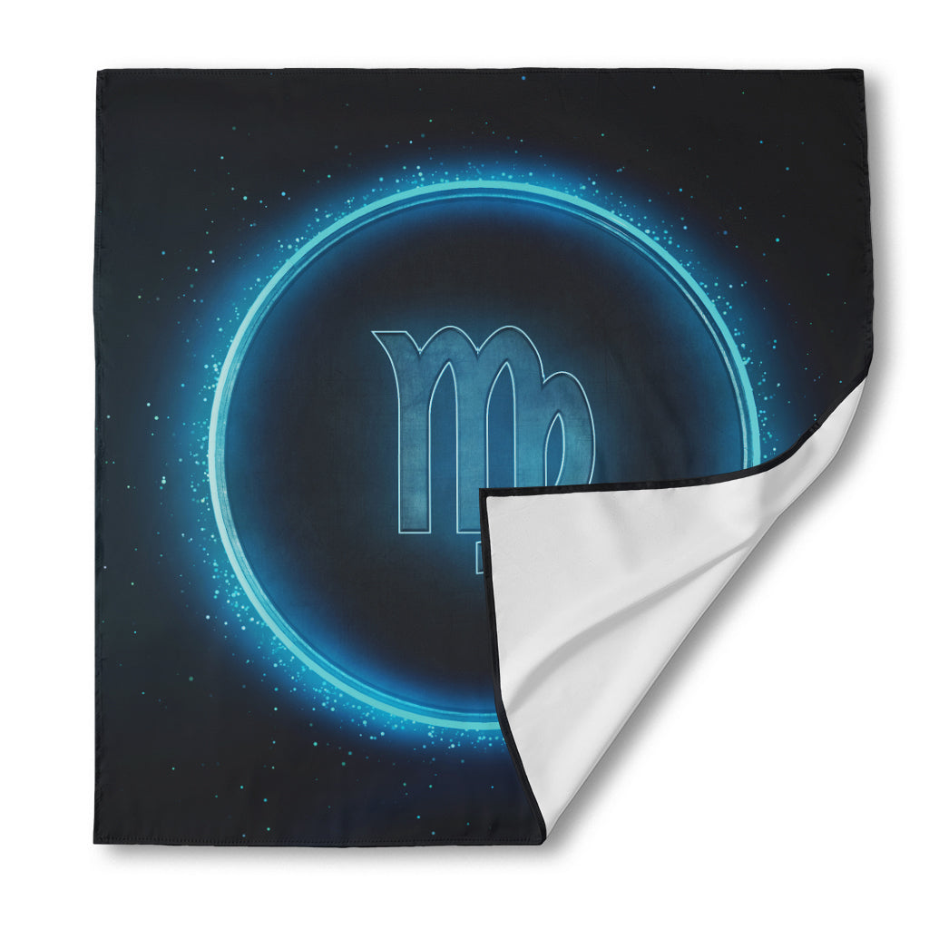 Blue Virgo Zodiac Sign Print Silk Bandana