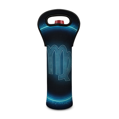 Blue Virgo Zodiac Sign Print Single Neoprene Wine Tote