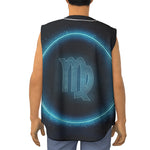 Blue Virgo Zodiac Sign Print Sleeveless Baseball Jersey