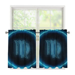 Blue Virgo Zodiac Sign Print Tier Curtains