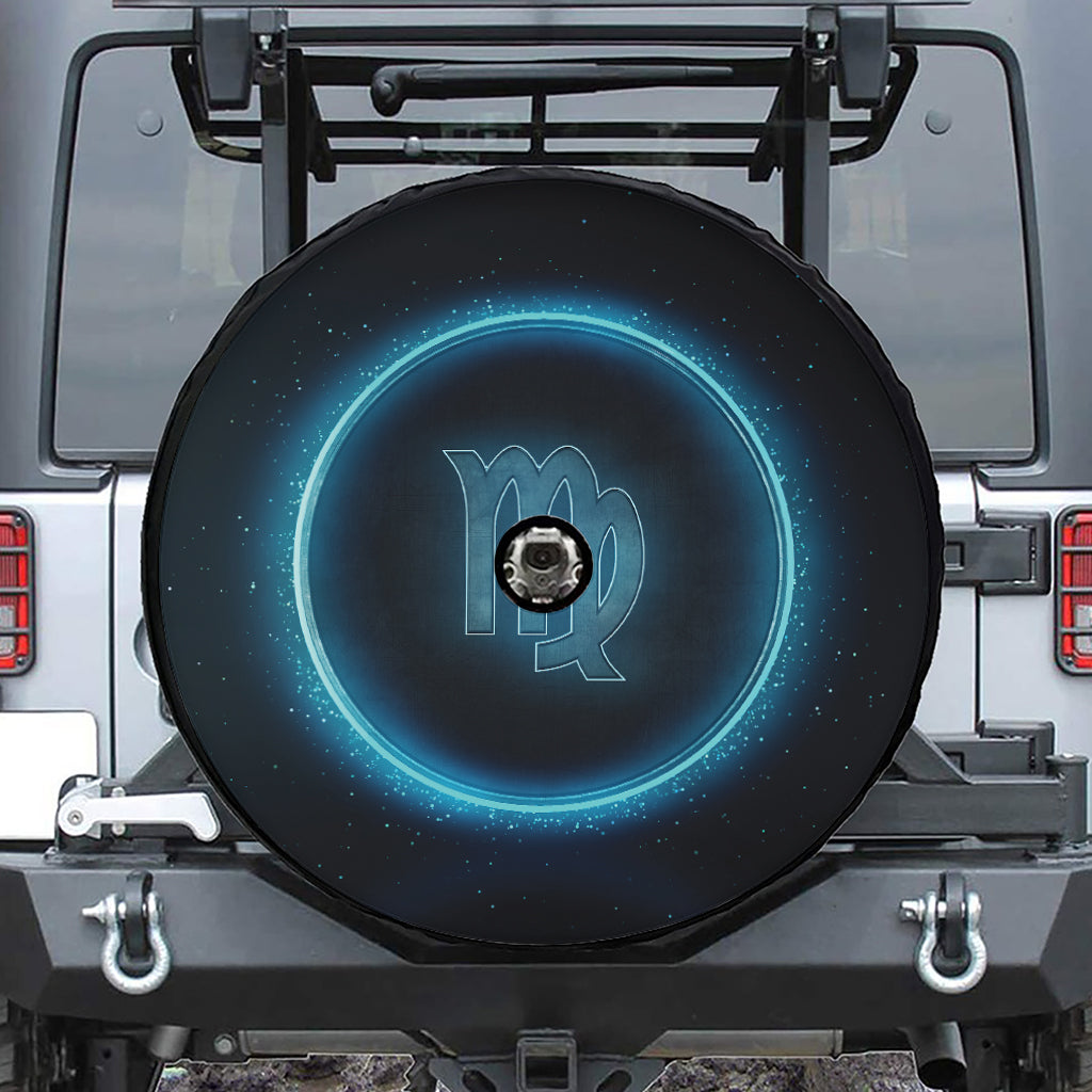 Blue Virgo Zodiac Sign Print Tire Cover With Camera Hole