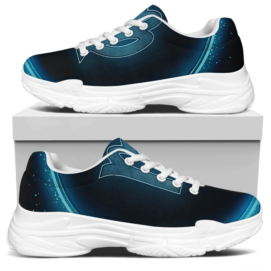 Blue Virgo Zodiac Sign Print White Chunky Shoes
