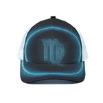 Blue Virgo Zodiac Sign Print White Mesh Trucker Cap