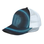 Blue Virgo Zodiac Sign Print White Mesh Trucker Cap