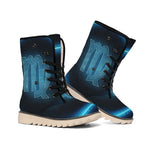 Blue Virgo Zodiac Sign Print Winter Boots