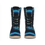 Blue Virgo Zodiac Sign Print Winter Boots