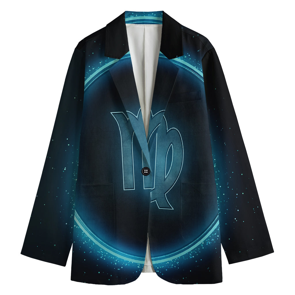 Blue Virgo Zodiac Sign Print Women's Blazer