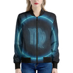 Blue Virgo Zodiac Sign Print Women's Bomber Jacket