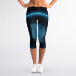 Blue Virgo Zodiac Sign Print Women's Capri Leggings