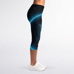 Blue Virgo Zodiac Sign Print Women's Capri Leggings