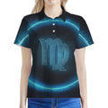 Blue Virgo Zodiac Sign Print Women's Polo Shirt