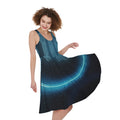 Blue Virgo Zodiac Sign Print Sleeveless Knee Length Dress
