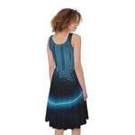 Blue Virgo Zodiac Sign Print Women's Sleeveless Dress