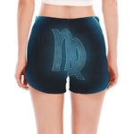 Blue Virgo Zodiac Sign Print Women's Split Running Shorts