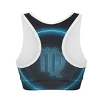 Blue Virgo Zodiac Sign Print Women's Sports Bra