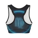 Blue Virgo Zodiac Sign Print Women's Sports Bra
