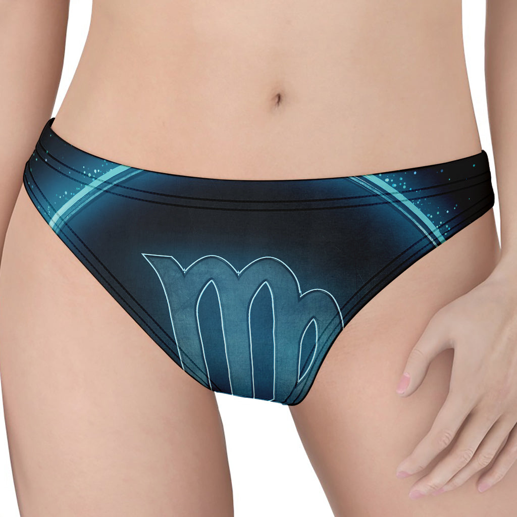 Blue Virgo Zodiac Sign Print Women's Thong