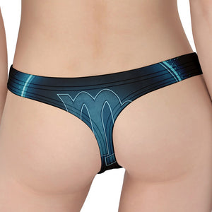 Blue Virgo Zodiac Sign Print Women's Thong