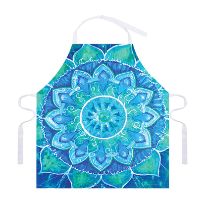 Blue Vishuddha Chakra Mandala Print Adjustable Apron