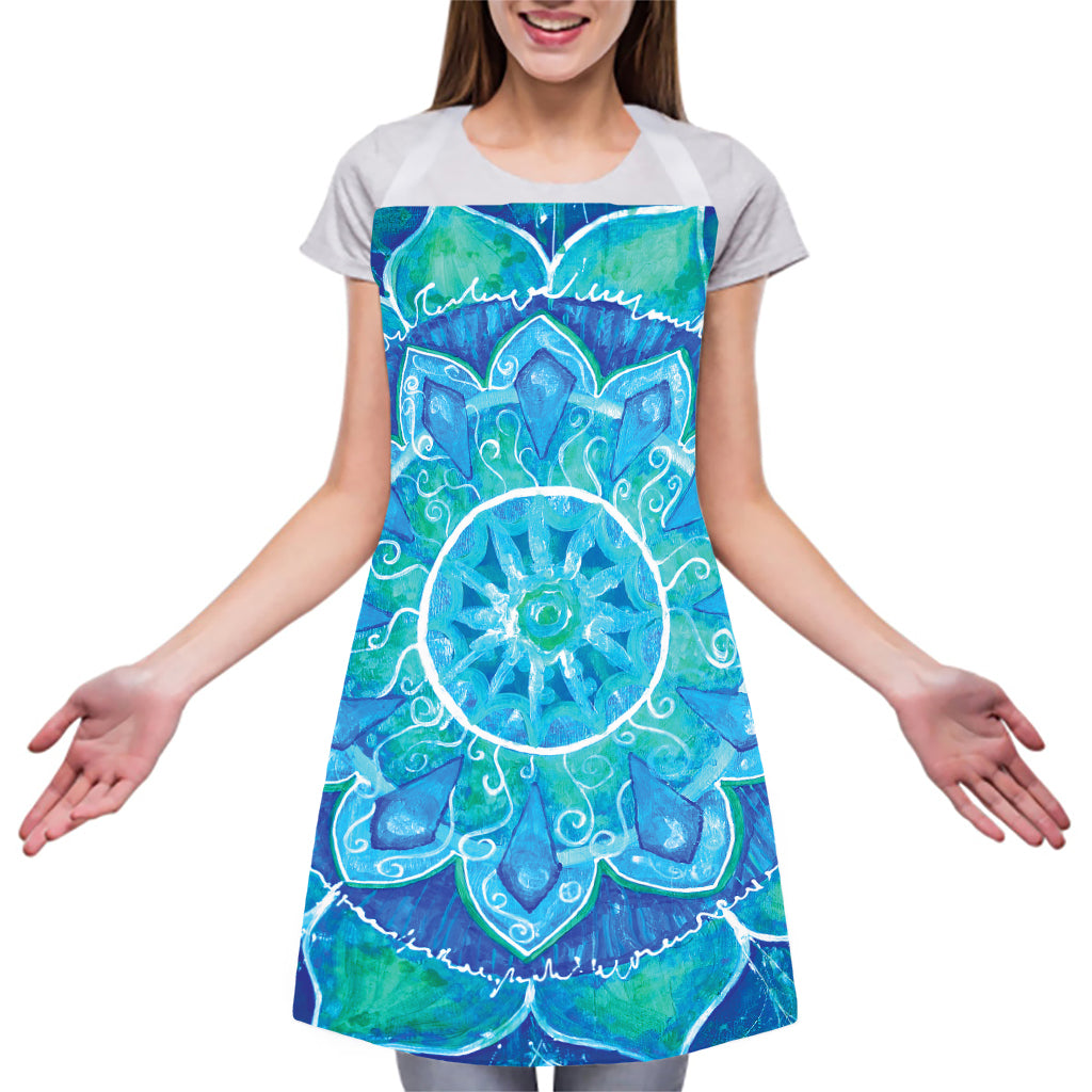 Blue Vishuddha Chakra Mandala Print Adjustable Apron